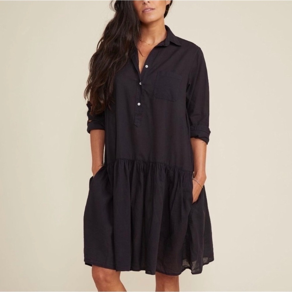 Grayson Frank & Eileen Black Oversized Shirt Dress 01 XS Minimalist Quiet Luxury